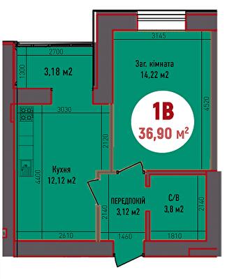 1-комнатная 36.9 м² в ЖК Покровский от 21 350 грн/м², пгт Гостомель