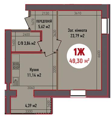 1-комнатная 49.3 м² в ЖК Покровский от 21 350 грн/м², пгт Гостомель