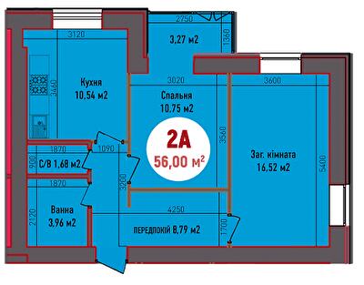 2-комнатная 56 м² в ЖК Покровский от 19 400 грн/м², пгт Гостомель