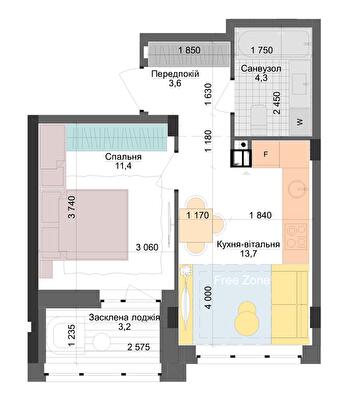 1-комнатная 36.2 м² в ЖК Respublika от 59 950 грн/м², Киев