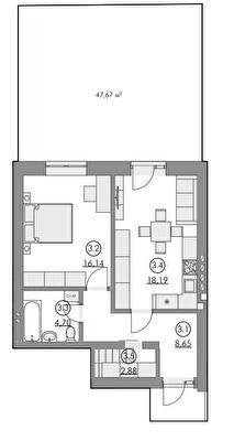 1-комнатная 50.56 м² в ЖК Cherry House 4 от 18 000 грн/м², пгт Гостомель