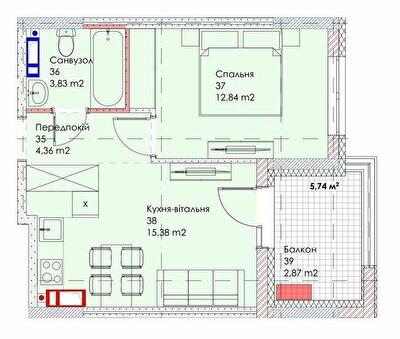 1-комнатная 39.28 м² в ЖК MAVERICK RESIDENTIAL COMPLEX от 33 300 грн/м², Киев