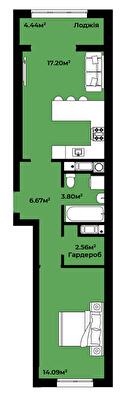 1-комнатная 48.76 м² в ЖК CONTINENT STYLE от 21 500 грн/м², с. Сокольники