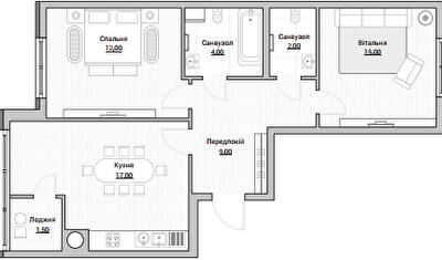 2-кімнатна 61.5 м² в ЖК Евромісто від 26 000 грн/м², с. Крюківщина