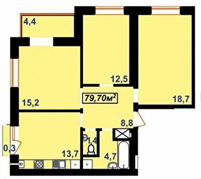 3-комнатная 79.7 м² в ЖК Квартал Гимназийный от 12 500 грн/м², Ивано-Франковск