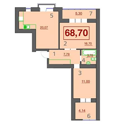 2-комнатная 68.7 м² в ЖК Левада Демьянов Лаз от 11 100 грн/м², Ивано-Франковск