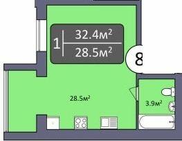 1-комнатная 32.4 м² в ЖК Dream Park от 18 000 грн/м², Хмельницкий