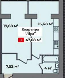 1-кімнатна 47.67 м² в ЖК Корона Дубово від 15 000 грн/м², Хмельницький