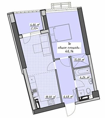 1-кімнатна 46.14 м² в ЖК Атмосфера від 28 400 грн/м², Одеса