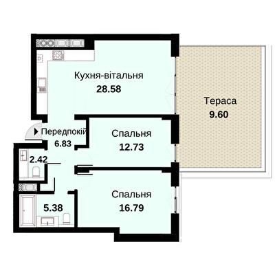 2-комнатная 82.33 м² в ЖК Княжий холл от 48 000 грн/м², Львов
