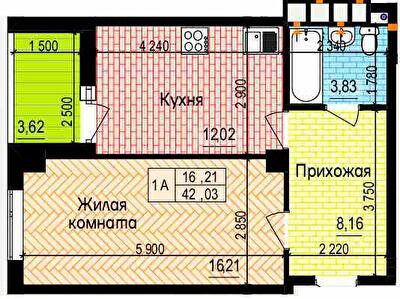 1-комнатная 42.03 м² в ЖК Пролисок от 24 900 грн/м², Харьков