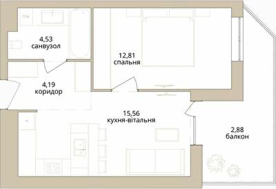 1-кімнатна 39.97 м² в ЖК Dream Lake від 26 000 грн/м², Вінниця