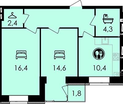 2-комнатная 59.2 м² в ЖК Forest Home от 22 400 грн/м², Винница