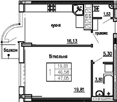 1-комнатная 47.05 м² в ЖК Загребелля от 15 000 грн/м², Тернополь