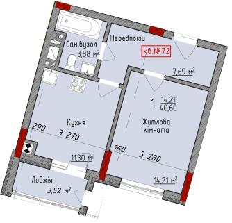 1-комнатная 40.6 м² в ЖК Delux House от 24 050 грн/м², Черновцы