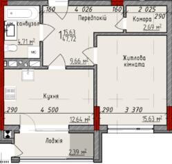 1-комнатная 47.72 м² в ЖК Delux House от 24 050 грн/м², Черновцы
