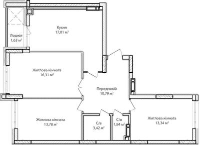 3-кімнатна 78.12 м² в ЖК Синергія Сіті від 23 700 грн/м², м. Ірпінь