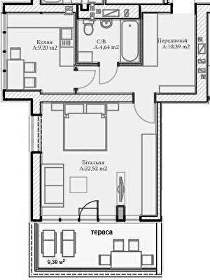 1-комнатная 46.76 м² в ЖК Паркова Оселя от 21 000 грн/м², г. Буча