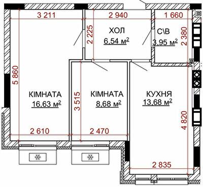 2-комнатная 49.48 м² в ЖК Найкращий квартал-2 от 23 400 грн/м², пгт Гостомель