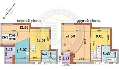 2-кімнатна 79.98 м² в ЖК Абрикосовий від 30 493 грн/м², Київ