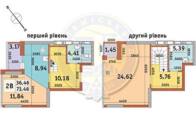 3-комнатная 73.46 м² в ЖК Абрикосовый от 30 492 грн/м², Киев