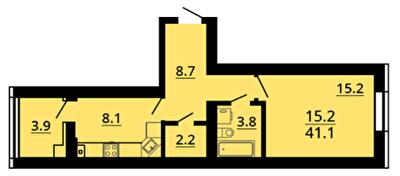 1-комнатная 41.1 м² в ЖК Львовский затышок (Львовский маеток) от 25 500 грн/м², с. Софиевская Борщаговка