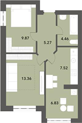 2-комнатная 47.31 м² в ЖК Софиевские Липки от 23 500 грн/м², с. Софиевская Борщаговка