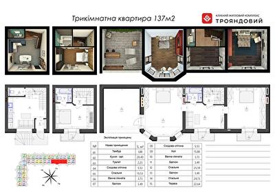3-комнатная 137 м² в ЖК Трояндовый от 30 000 грн/м², г. Бровары