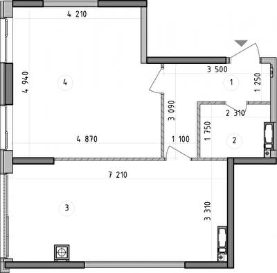 1-комнатная 56.16 м² в ЖК Оптимісто от 49 900 грн/м², с. Гатное