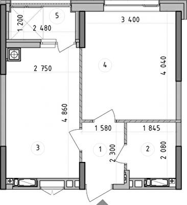 1-комнатная 37.5 м² в ЖК Оптимісто от 36 500 грн/м², с. Гатное