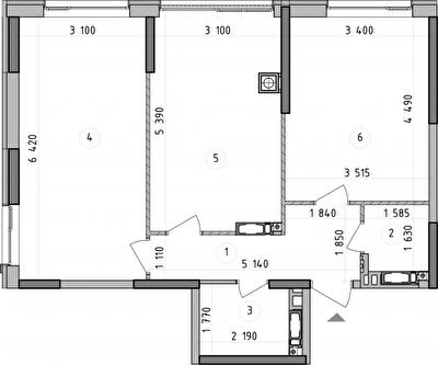 2-комнатная 65.38 м² в ЖК Оптимісто от 34 500 грн/м², с. Гатное