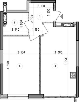 1-комнатная 42.32 м² в ЖК Оптимісто от 41 200 грн/м², с. Гатное