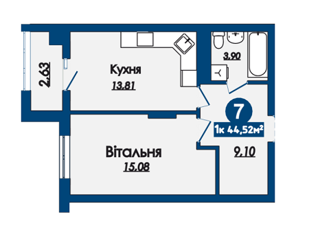 1-комнатная 44.42 м² в ЖК Kaiser Comfort от 18 940 грн/м², Львов