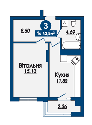 1-кімнатна 42.5 м² в ЖК Kaiser Comfort від забудовника, Львів