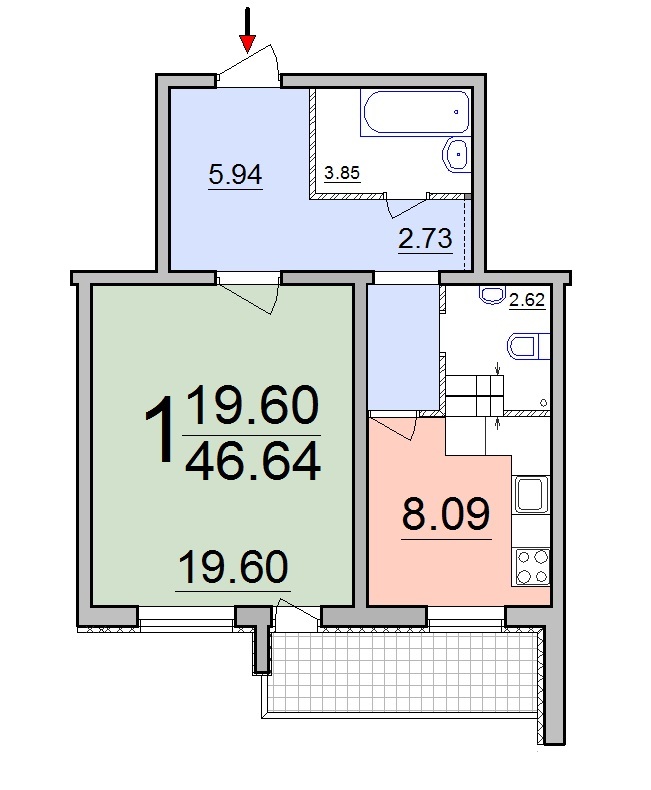 1-кімнатна 46.64 м² в ЖК на вул. Березова (Кірова), 28 від забудовника, м. Бровари