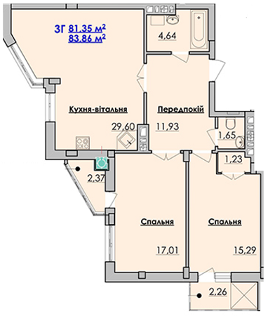 3-комнатная 83.86 м² в ЖК Гармонія от 17 650 грн/м², г. Стрый