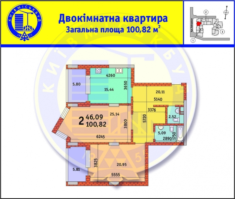 2-комнатная 100.82 м² в ЖК Лейпцигская от 35 071 грн/м², Киев