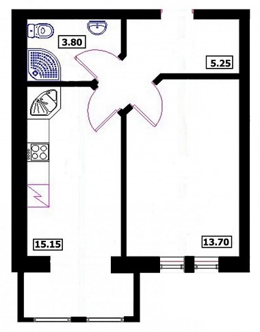 1-комнатная 37.9 м² в ЖК на ул. Шевченко, 22Б от застройщика, г. Буча