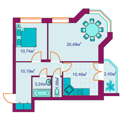 2-комнатная 59.2 м² в ЖД Панорамный 2 от застройщика, г. Ирпень