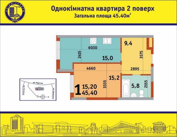 1-кімнатна 45.4 м² в ЖК на вул. Радунська, 28-32 від забудовника, Київ