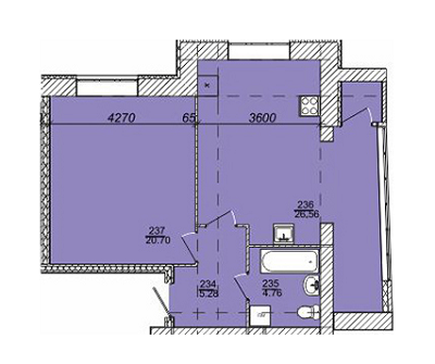 1-комнатная 57.3 м² в ЖК Проскуров от застройщика, Хмельницкий