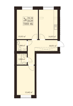 2-комнатная 60.09 м² в ЖК Вересневый от 9 500 грн/м², пгт Гостомель