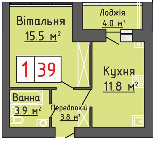 1-кімнатна 39 м² в ЖК Волошковий дім від забудовника, с. Липини