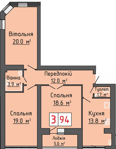 3-кімнатна 94 м² в ЖК Волошковий дім від забудовника, с. Липини