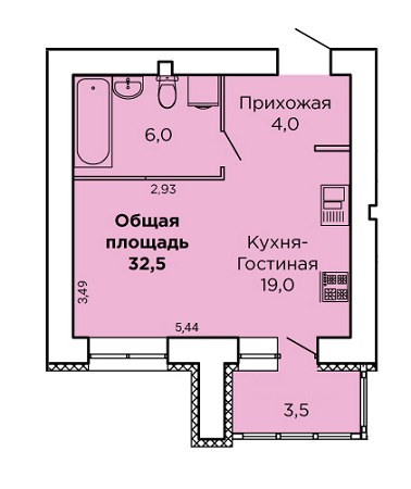 1-комнатная 32.5 м² в ЖК Дом на Лазурной от 13 270 грн/м², Николаев