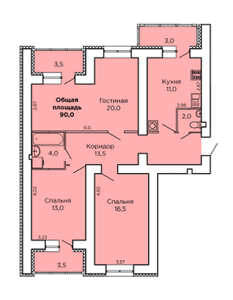 3-комнатная 90 м² в ЖК Дом на Лазурной от 18 350 грн/м², Николаев