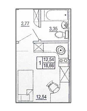 1-комнатная 18.66 м² в ЖК Парковый квартал от 8 700 грн/м², Харьков