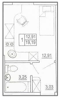 1-кімнатна 19.19 м² в ЖК Парковий квартал від 8 700 грн/м², Харків