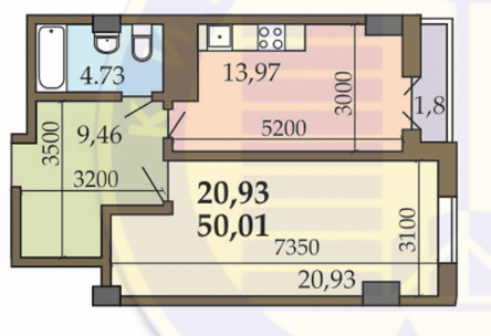 1-комнатная 50.01 м² в ЖК на ул. Гарматная, 39Г от 25 496 грн/м², Киев