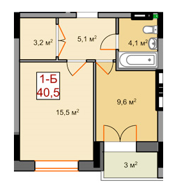 1-кімнатна 40.5 м² в ЖК Борисо-Глібський від 18 650 грн/м², м. Вишгород